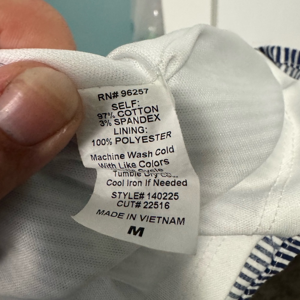 Per Ception Concepts Blue White Stripe Yellow Lemon Print OTS Dress M Medium - Picture 6 of 6